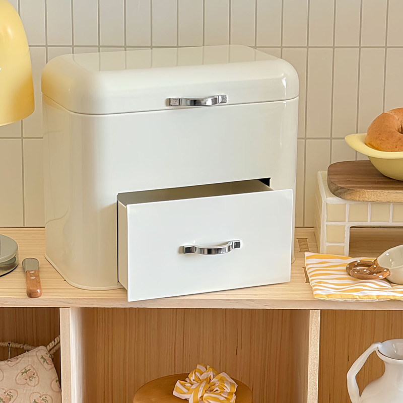 Food Storage In Cabinets - Mobiletto Contenitore in Ferro Stile Crema