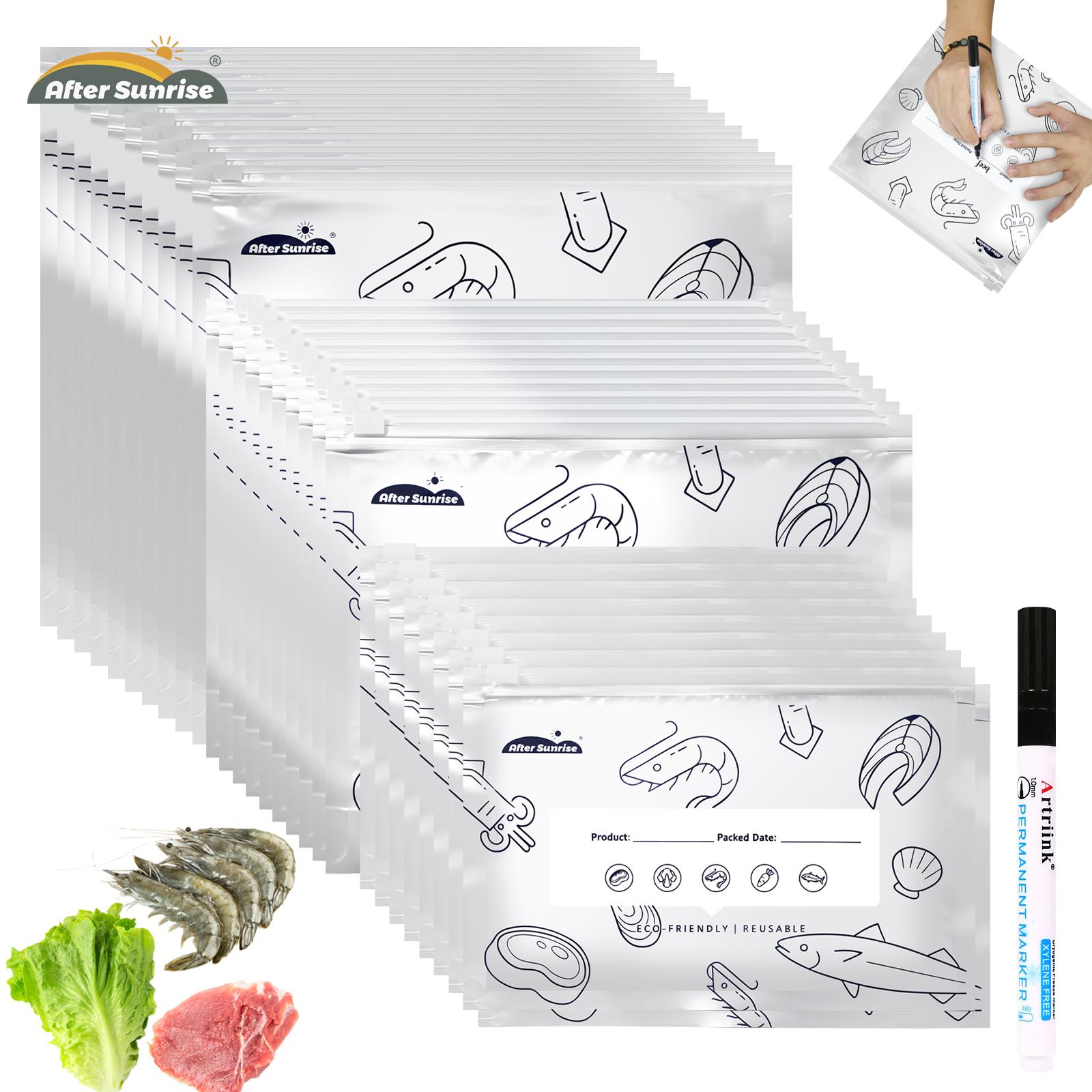 Food Storage Zip Lock Bags - 【Alimenti Refrigerati】Sacchetti Riutilizzabili in Alluminio Sigillabili,