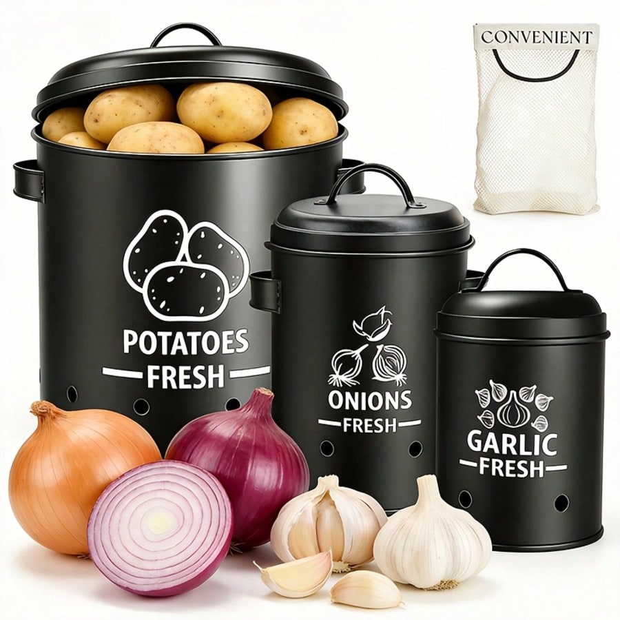 Food Storage Canister - Set di Contenitori per Patate, Cipolle
