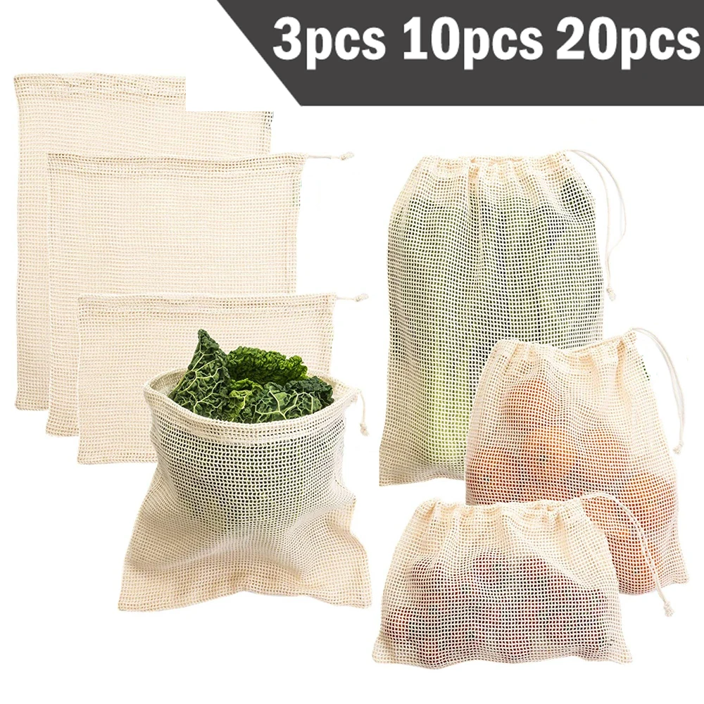 Produce Bag Reusable Mesh - 3 6 10pcs Riutilizzabili Produrre Borse