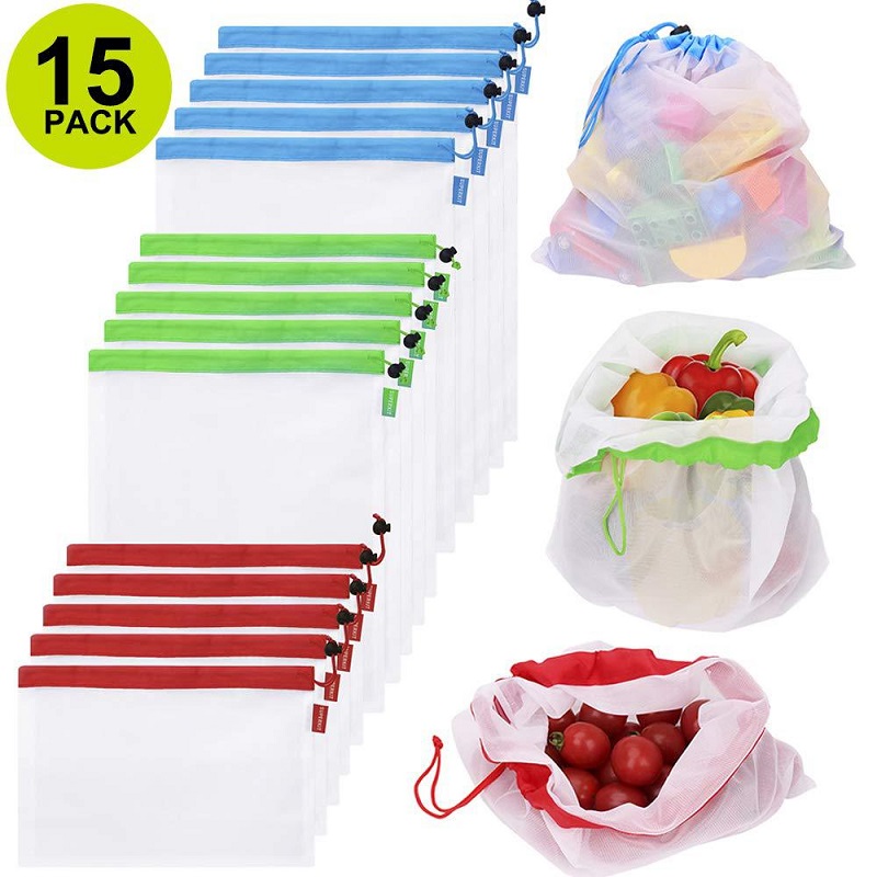 Produce Bag Reusable Mesh - Borsa per prodotti in rete riutilizzabile