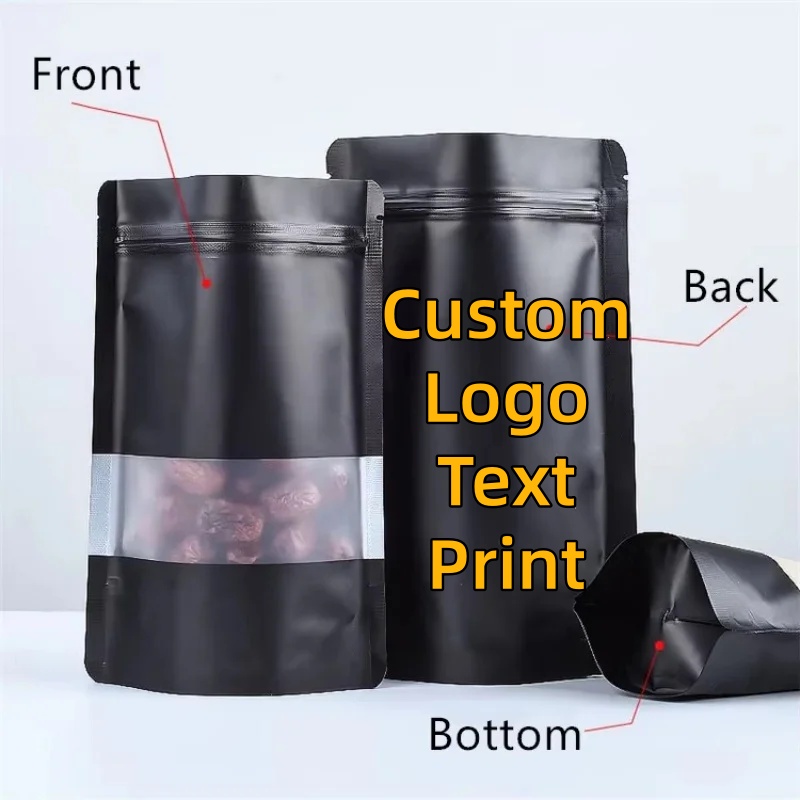 Food Storage Ziploc Bags - 100 pezzi stand-up nero opaco foglio
