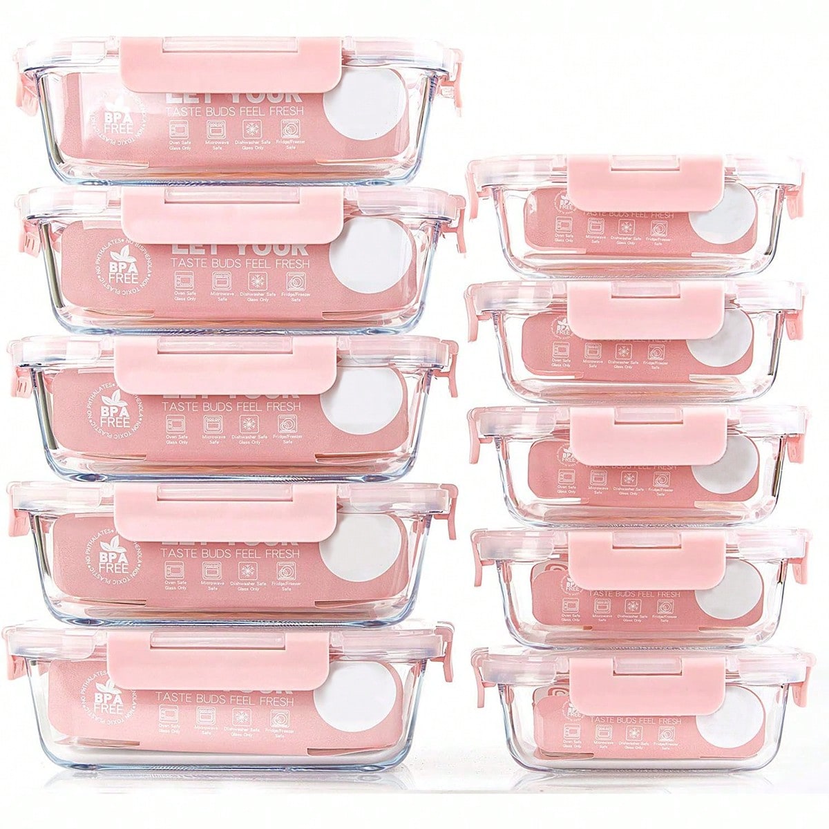 Food Storage Quart - Confezione da 10 contenitori in vetro