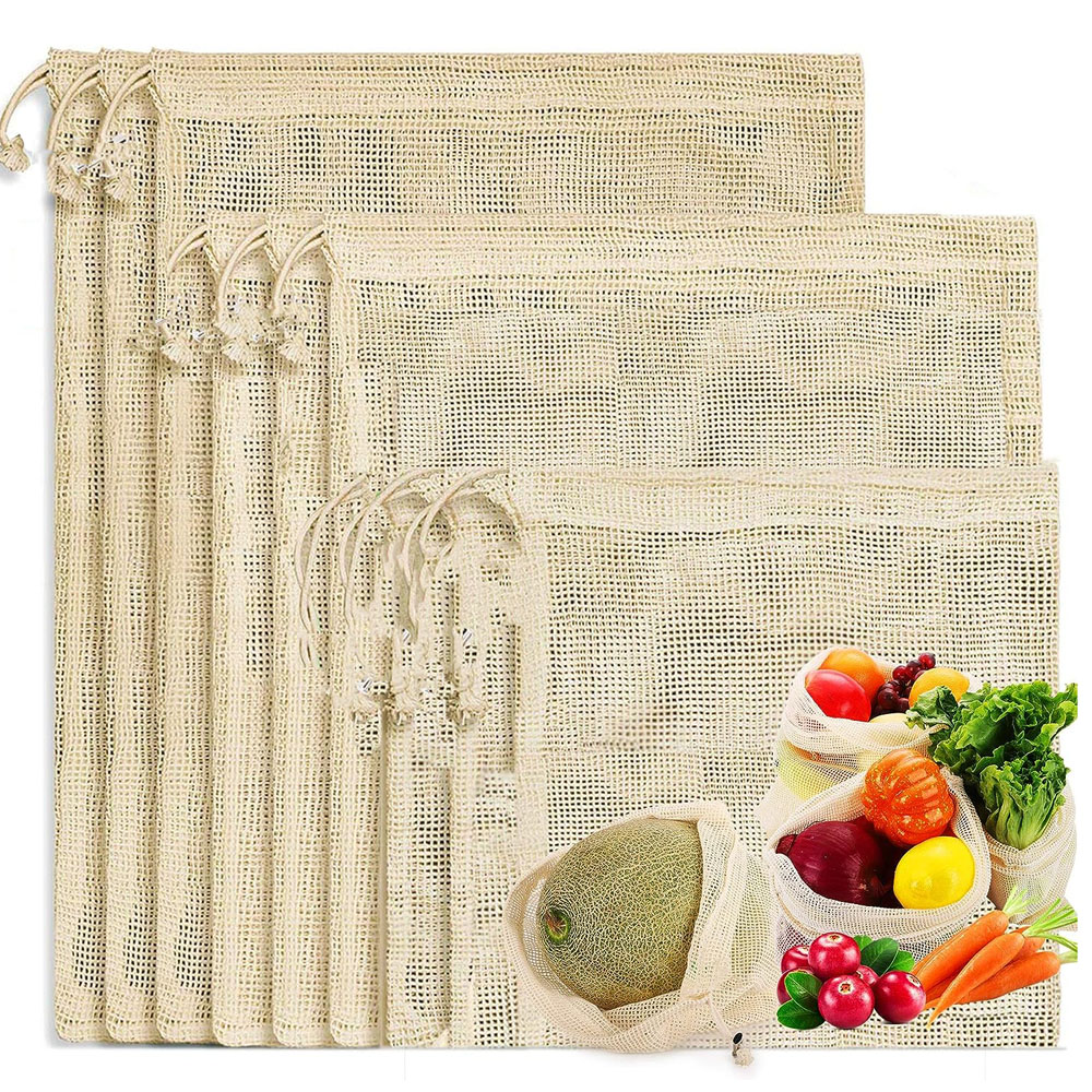 Produce Bag Reusable Mesh - 3 sacchetti per la spesa riutilizzabili