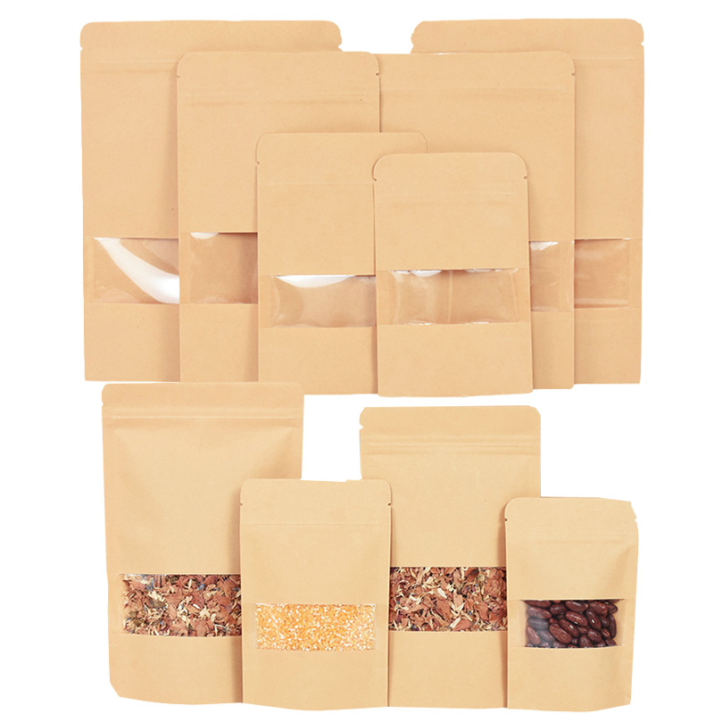 Food Storage Ziploc Bags - 20/50pcs Sacchetti di carta Kraft con