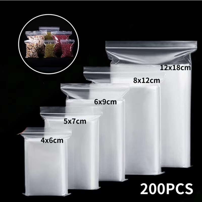 Food Storage Zip Lock Bags - 100 Pezzi di Sacchetti Trasparenti con