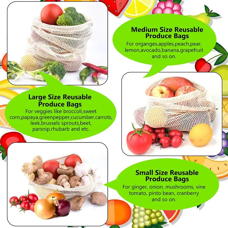 3 6 10pcs Riutilizzabili Produ - Produce Bag Reusable Mesh recensione e prezzo